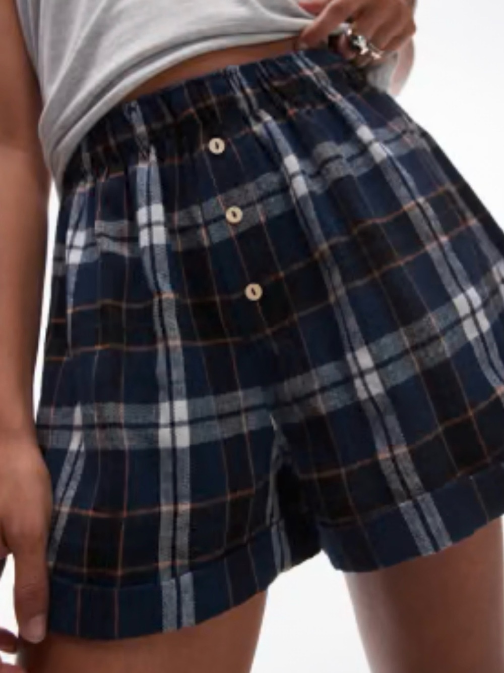 Free People Women's Navy Flannel Bottoms